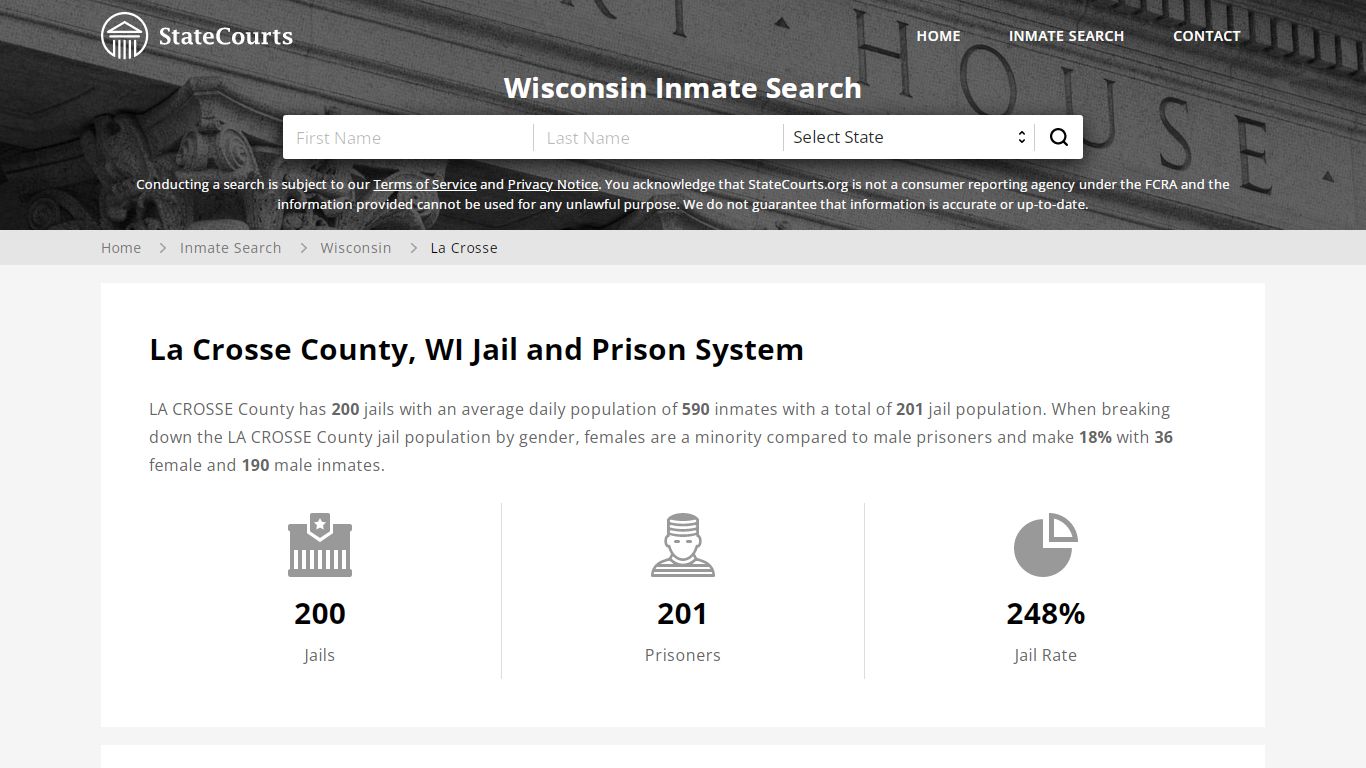 La Crosse County, WI Inmate Search - StateCourts